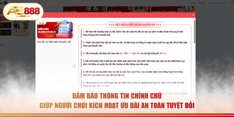 Đảm bảo thông tin chính chủ giúp người chơi kích hoạt ưu đãi an toàn tuyệt đối.