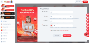 Điền thông tin cá nhân vào biểu mẫu đăng ký AE888
