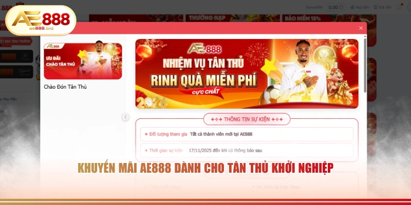 Khuyến mãi AE888 dành cho tân thủ khởi nghiệp