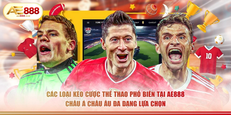 Các loại kèo cược thể thao phổ biến tại AE888 châu Á châu Âu đa dạng lựa chọn.