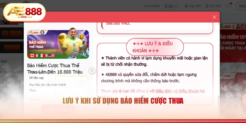 Giải Đáp Bảo Hiểm Cược Thua Thể Thao AE888 Là Gì 4 Lưu ý khi sử dụng bảo hiểm cược thua