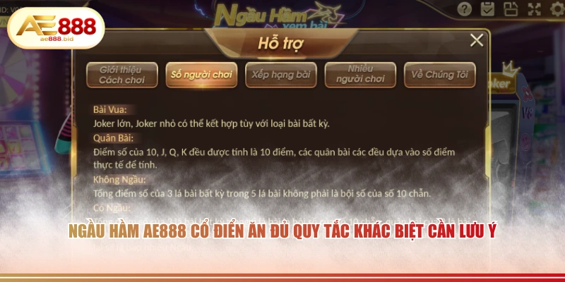 Ngầu Hầm AE888 cổ điển ăn đủ quy tắc khác biệt cần lưu ý.