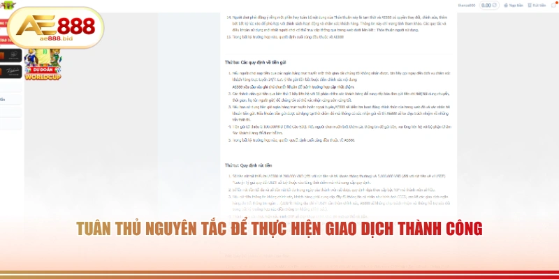 Tuân thủ nguyên tắc để thực hiện giao dịch thành công